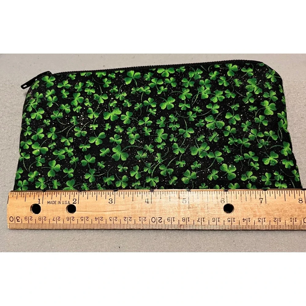 Lightweight Travel‎ Totes Daren Otis Green Shamrock Clover Zipper Pouch Glitter